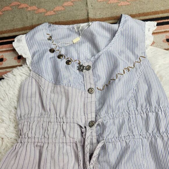 Forla Paris Women's Mixed Medium Stripe Eyelet Lace Boho Nautical Preppy Women's - Picture 4 of 9